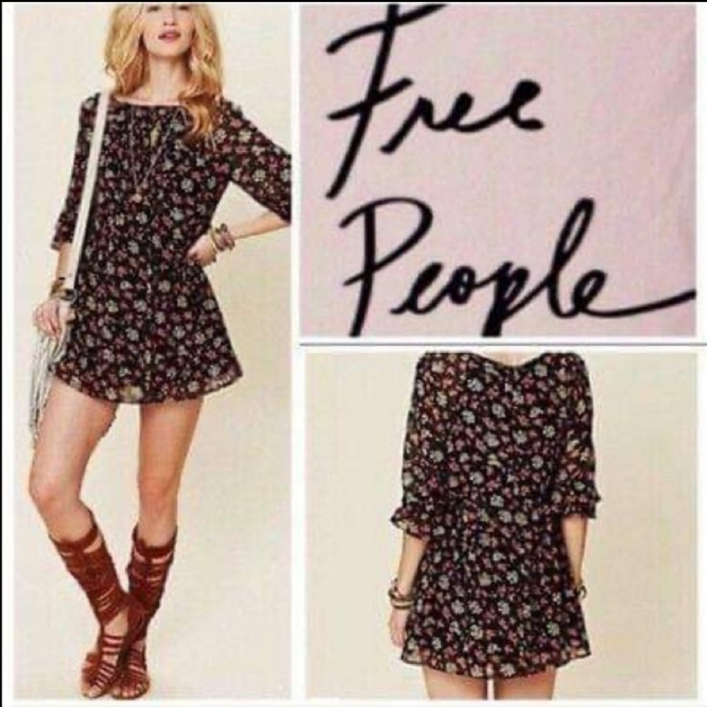 Free people floral babydoll tunic dress